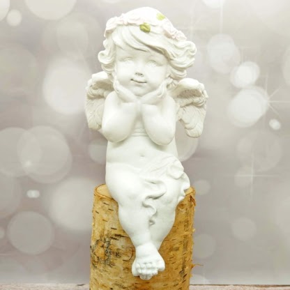 DARO DEKO Engel Aus Steingut – Betende Figur In Grau, Für Garten, Grab & Wohnung