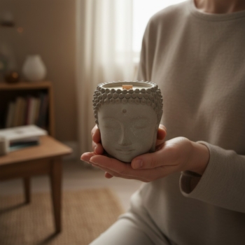 Handgefertigte Betonartikel: Hol dir Buddha Kopf Kerzentöpfchen aus Beton online Buddha Kopf Kerzentöpfchen aus Beton