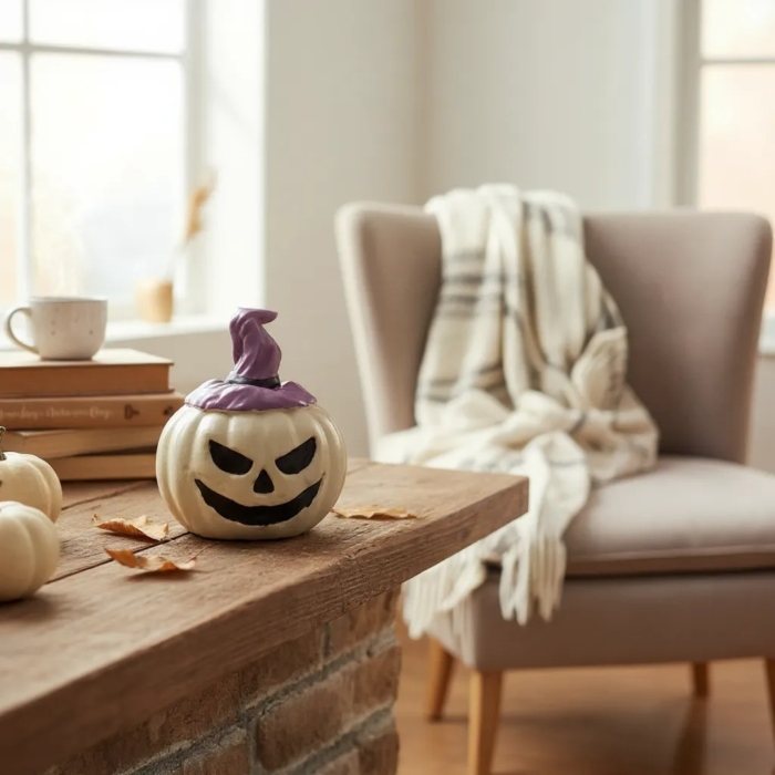 Hochwertige Betondeko: Kaufe 2 in 1 Hexe und Kürbis aus Beton im Onlineshop 2 in 1 Hexe und Kürbis aus Beton