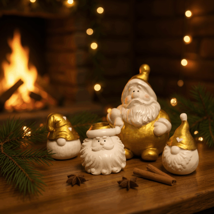 Weihnachtsmann Stabkerzenhalter aus Beton