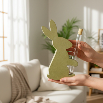 Hase mit Vase aus Beton