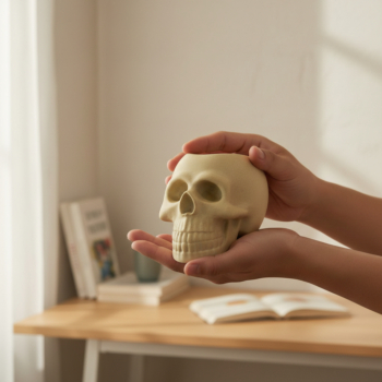 Totenschädel Kerzenhalter aus Beton