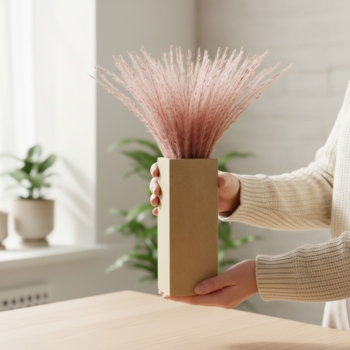 quadratische Vase aus Beton