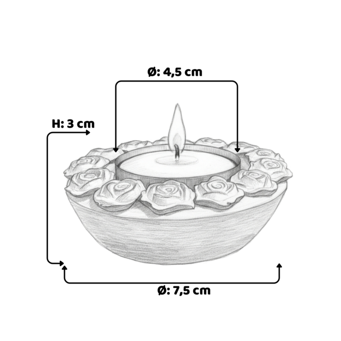 Teelichthalter mit Rosenverzierung aus Beton