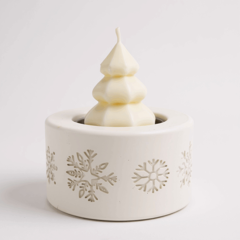 8er-Set Kleine Duftkerzen Weihnachtsbaum-Form - Rosa, Aus Sojawachs & Paraffin, Mit Haltern