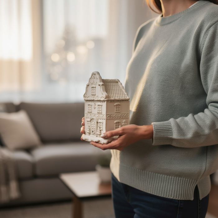 Handgefertigte Betonartikel: Hol dir Winterhäuschen als Dose aus Beton online Winterhäuschen als Dose aus Beton