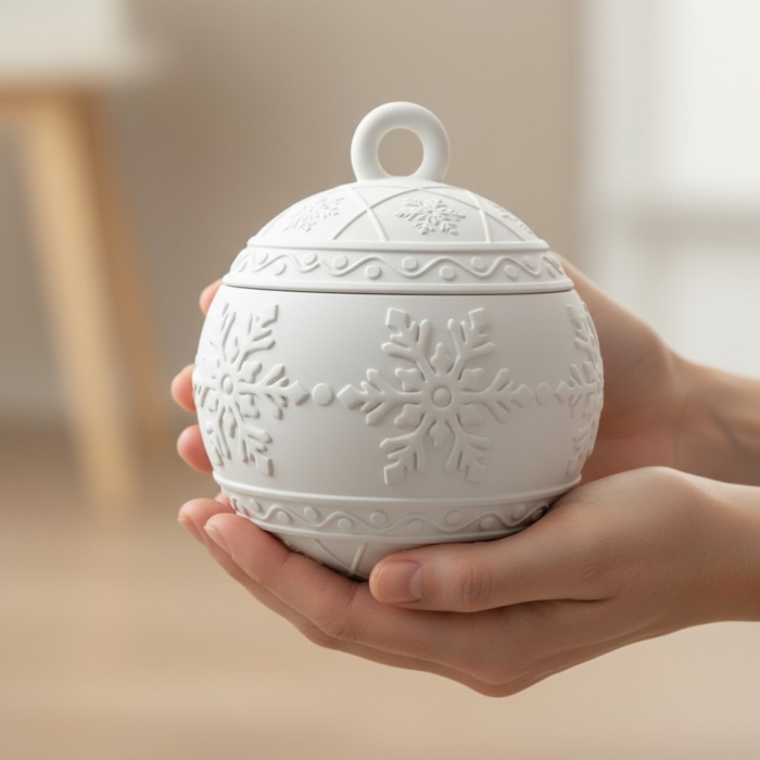 Christbaumkugel Behältnis mit Deckel aus Beton