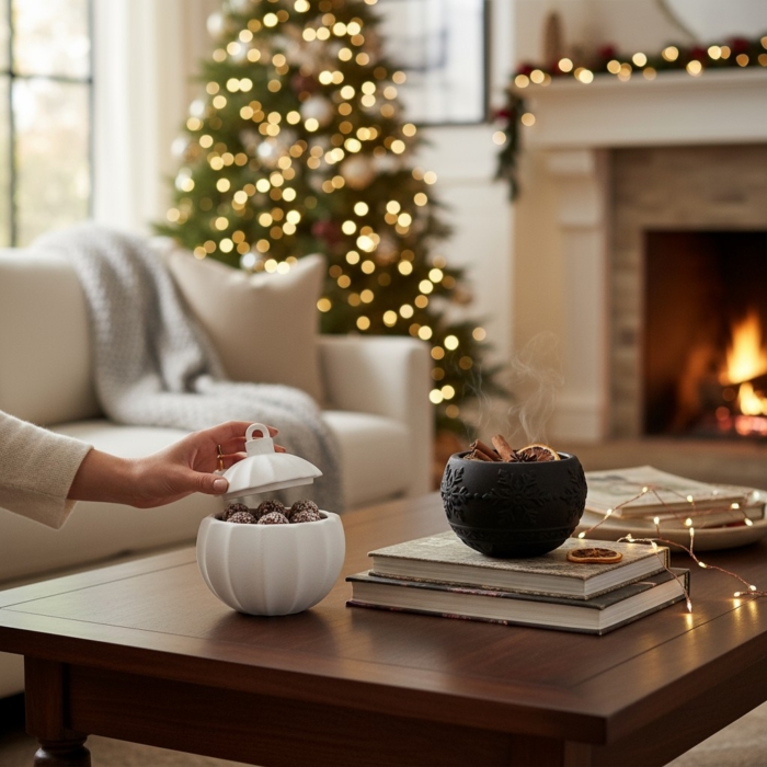 Christbaumkugel Behältnis mit Deckel aus Beton