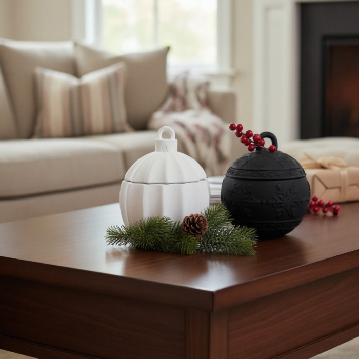 Christbaumkugel Behältnis mit Deckel aus Beton