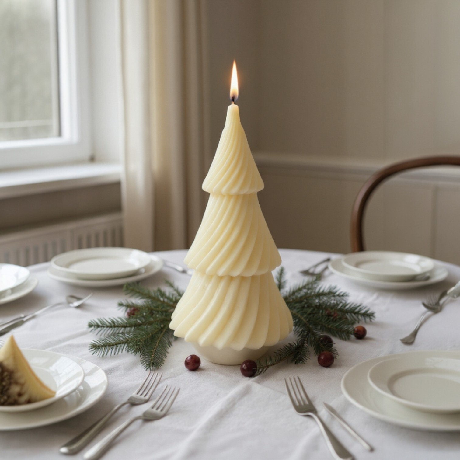 Weihnachtsbaum twisted Kerze aus Bio-Sojawachs