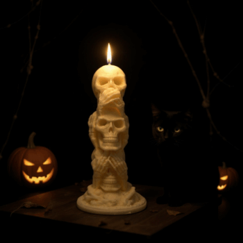 Drei Totenschädel Halloween Kerze