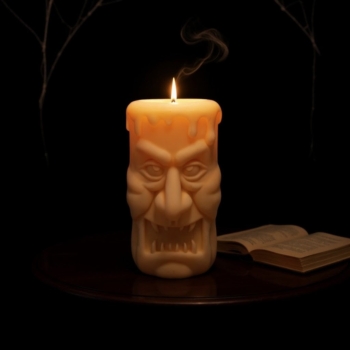Halloween Kerze schaurige Fratze aus Sojawachs
