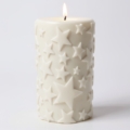 Weiteres Bild von Große Stumpenkerzen mit Sternrelief aus Sojawachs