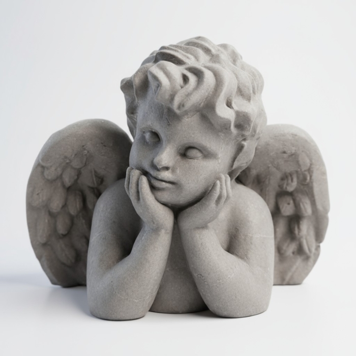 Verträumter Engel aus Beton