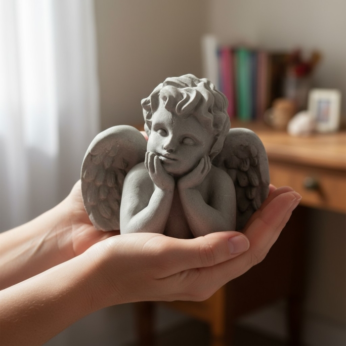 Verträumter Engel aus Beton