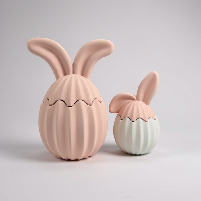 gerippte Osterhasendose aus Beton