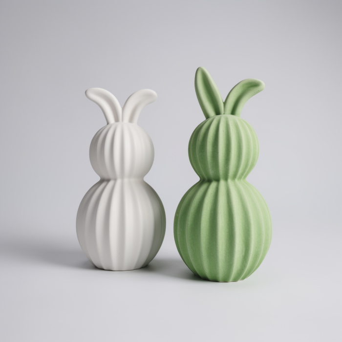 gerippter Osterhase Dekofigur aus Beton