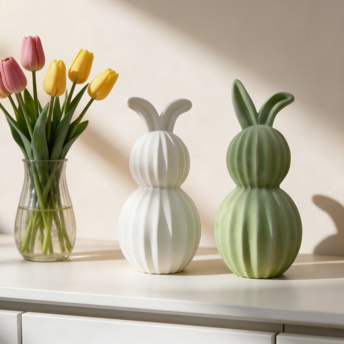 gerippter Osterhase Dekofigur aus Beton