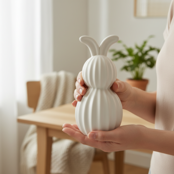 gerippter Osterhase Dekofigur aus Beton