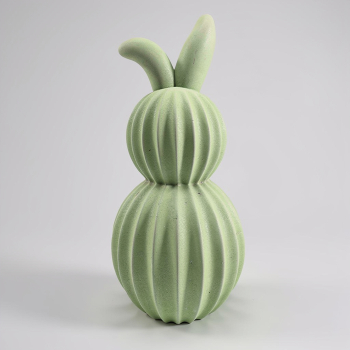 gerippter Osterhase Dekofigur aus Beton