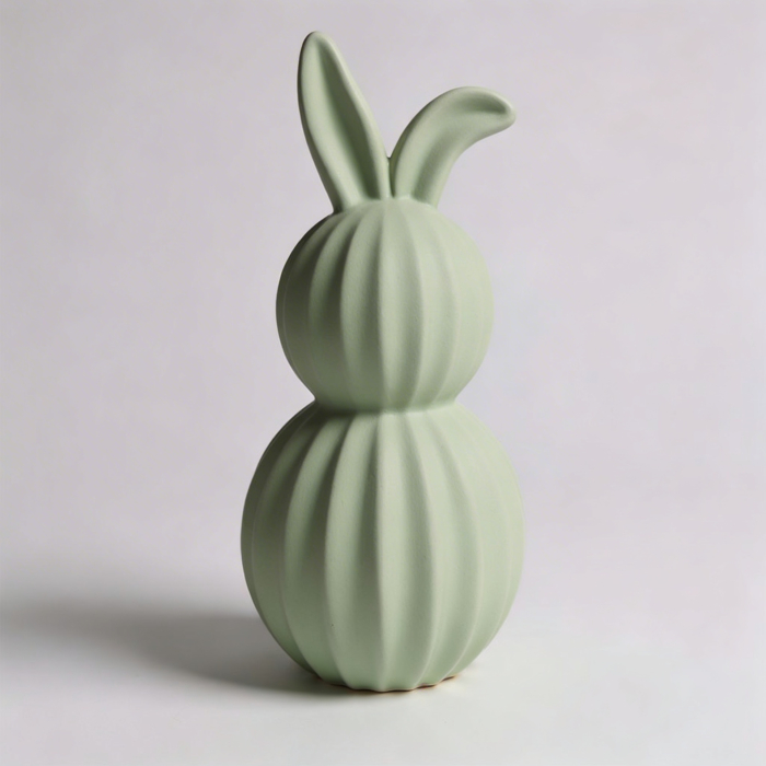 gerippter Osterhase Dekofigur aus Beton