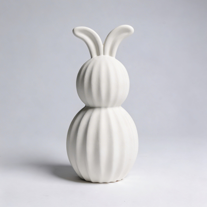 gerippter Osterhase Dekofigur aus Beton