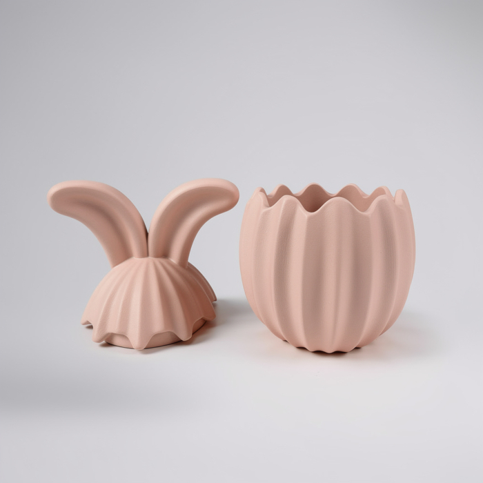 gerippte Osterhasendose aus Beton