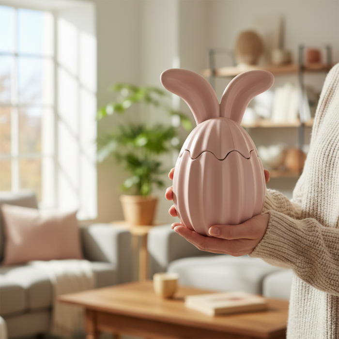 gerippte Osterhasendose aus Beton