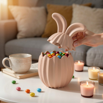 gerippte Osterhasen Dose aus Beton