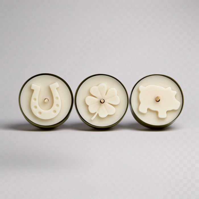 Motiv-Teelichter Glück 6 Stück aus Sojawachs