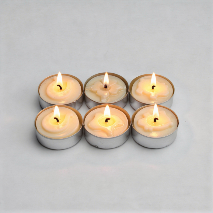 Motiv-Teelichter Glück 6 Stück aus Sojawachs