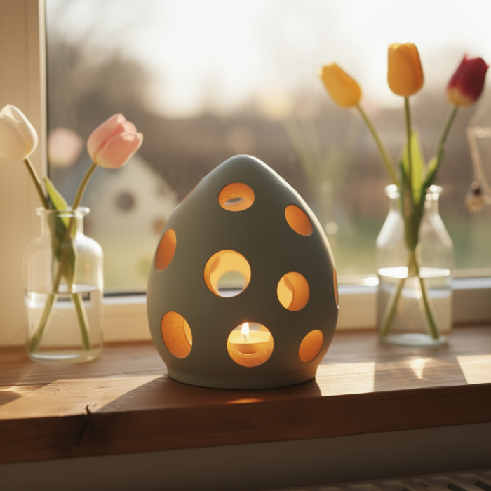 Osterei Windlicht aus Beton