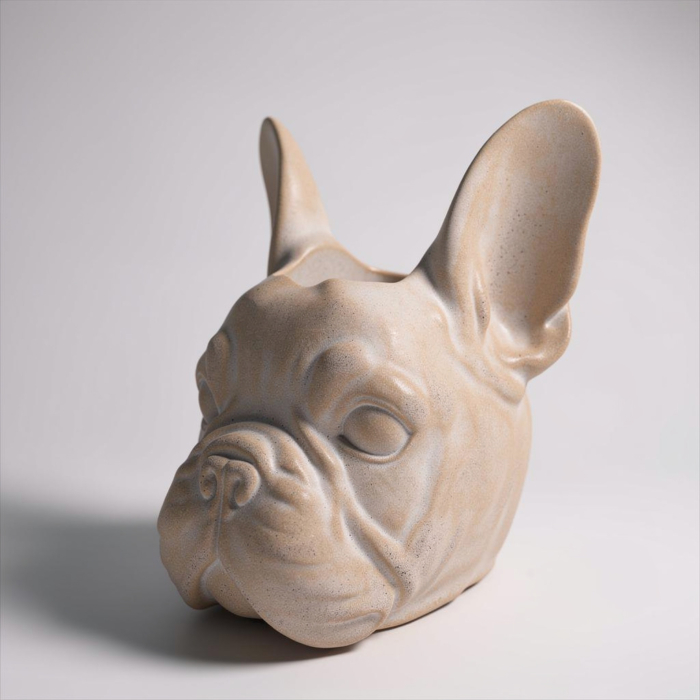 Französische Bulldogge Blumentopf aus Beton