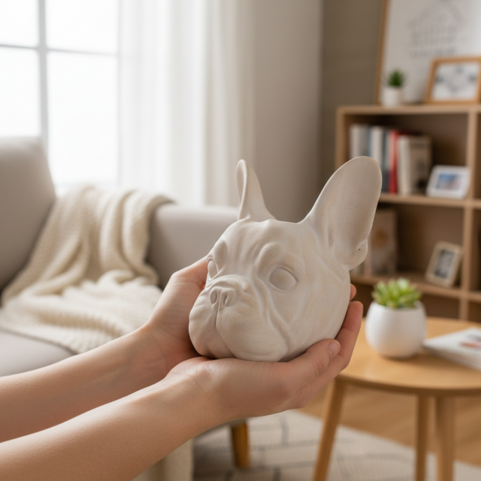 Französische Bulldogge Blumentopf aus Beton