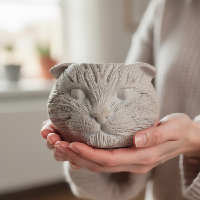 Katze Knickohr Topf aus Beton